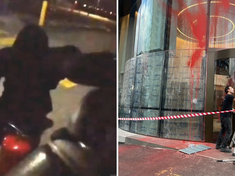 In a bid to justify their vandalism, the offenders allege that Toll “supplies weapons to the “US” and “israeli” militaries