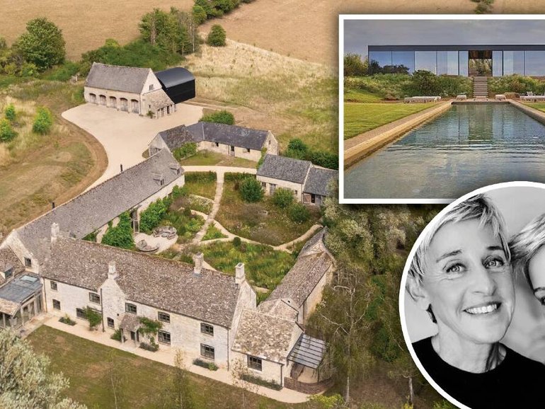 Ellen DeGeneres and Portia de Rossi have listed their sprawling farmhouse in the UK after moving into a new ultra-modern countryside pad. Pictures Sotheby's International Realty/supplied/Facebook