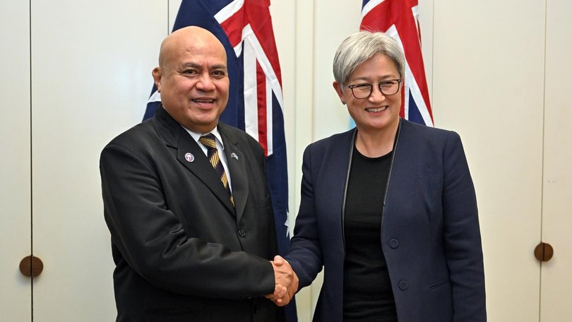 Tuvalu's Feleti Teo met with Foreign Minister Penny Wong on a visit to open a new high commission.