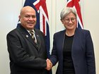 Tuvalu's Feleti Teo met with Foreign Minister Penny Wong on a visit to open a new high commission.