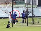 The spat between Gautam Gambhir and Lee Fortis was caught on camera.