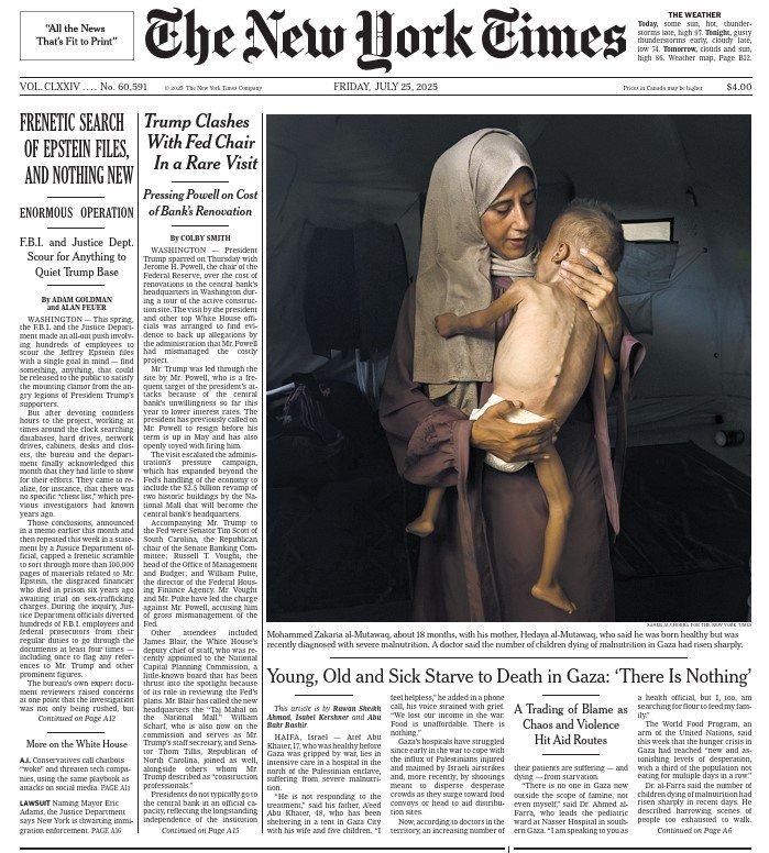 The New York Times front page with the image.