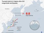 ANKARA, TURKIYE - JULY 30: An infographic titled "Tsunami alerts in Japan after 8.8 magnitude earthquake" created in Ankara, Turkiye on July 30, 2025. (Photo by Mehmet Yaren Bozgun/Anadolu via Getty Images)