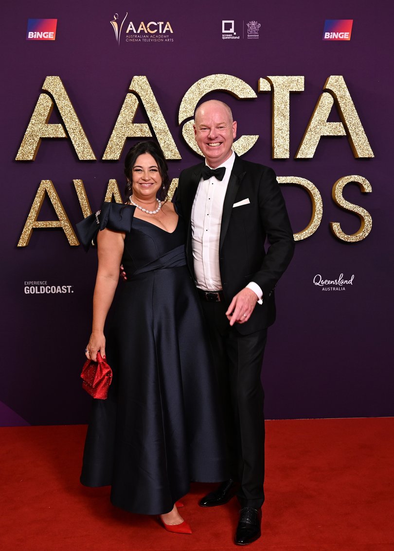 Ellie Parker and Tom Gleeson attend the 2025 AACTA Awards in 2025.