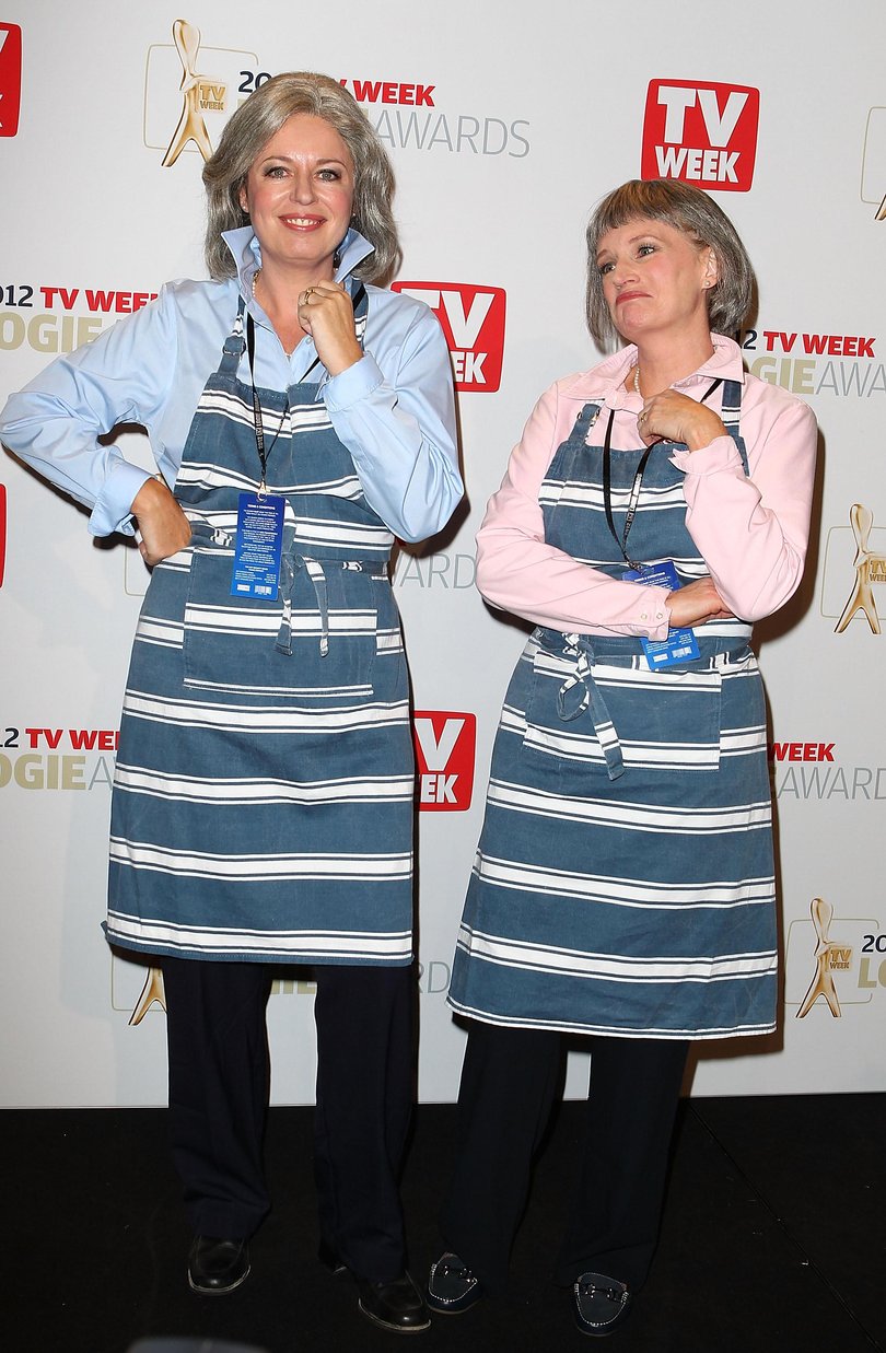 Kath and Kim pose in the Awards Room at the 2012 Logie Awards.