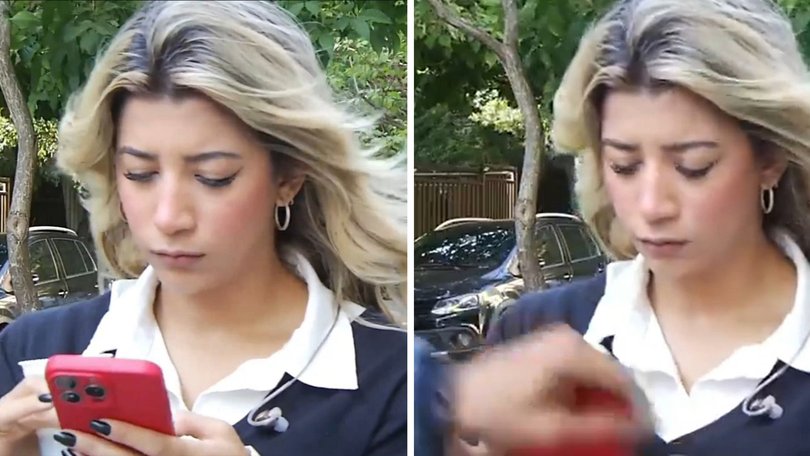 The mugging was captured as reporter Clara Nery was preparing to go live.