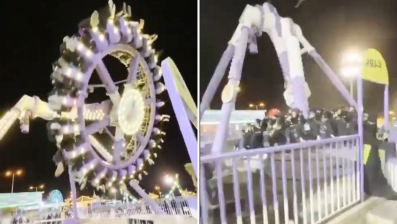 The gondola slammed into the ground, jolting riders who were strapped in by safety harnesses and sending some flying.