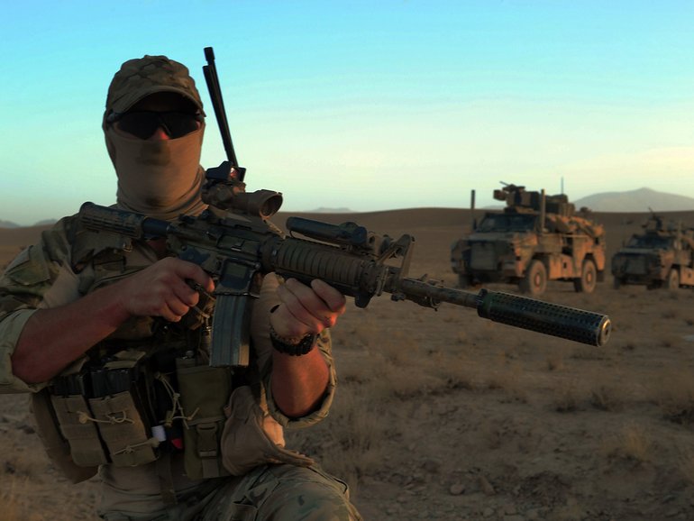 Special Operations Task Group (SOTG) soldiers on patrol in Afghanistan.