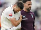England's Chris Woakes picked up a shoulder injury after diving to try to save a boundary. (AP PHOTO)