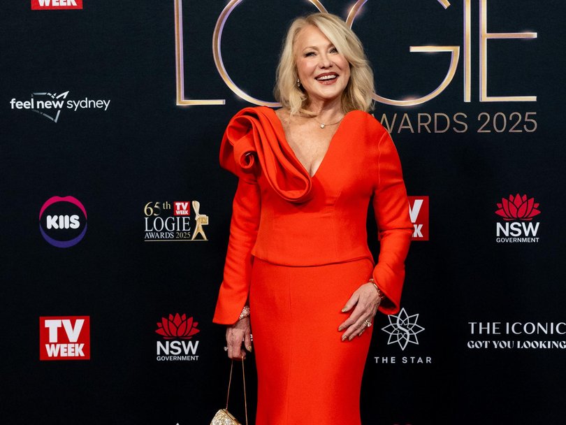 Kerrie-Anne Kennerley wears red, a popular choice on the night. Picture: NewsWire / Monique Harmer