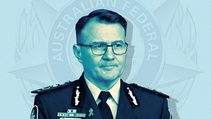 Outgoing AFP Commissioner Reece Kershaw at a press conference at Parliament House in Canberra, Monday, August 4.