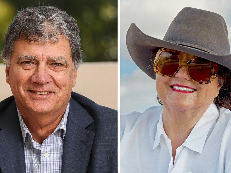 Former Azure Minerals CEO Tony Rovira and Gina Rinehart.