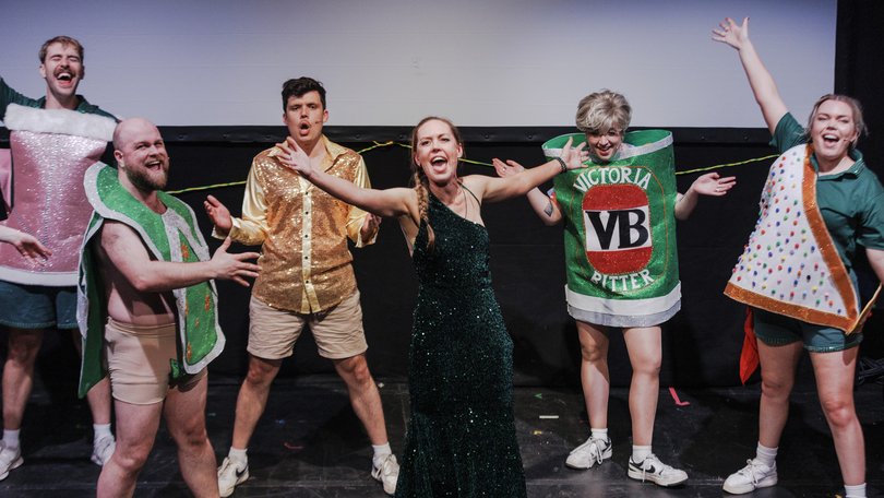 Steph Broadbridge and the cast perform at the Pleasance King Dome, during the Edinburgh Fringe Festival, Edinburgh, Scotland, July 30, 2025.