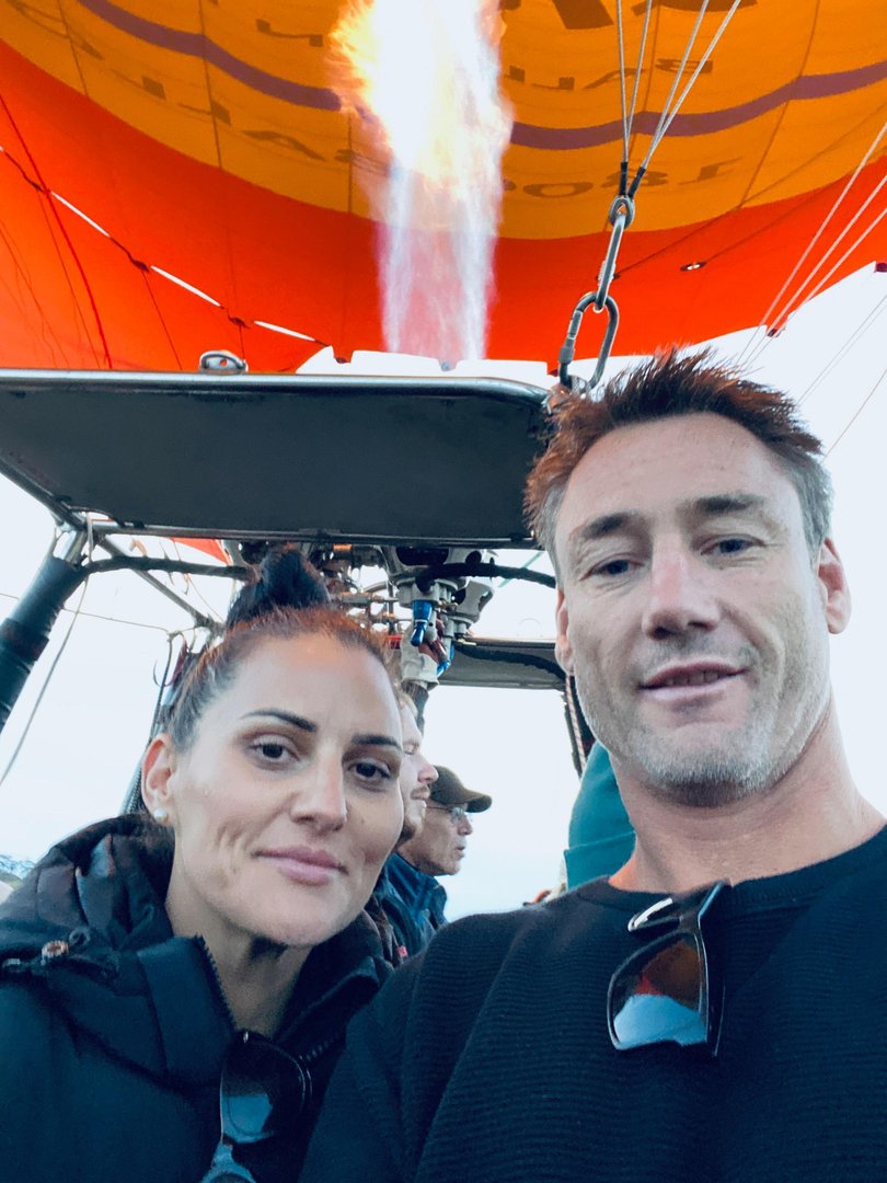 Former West Coast Eagle Adam Hunter and partner Latisha Yacoub.