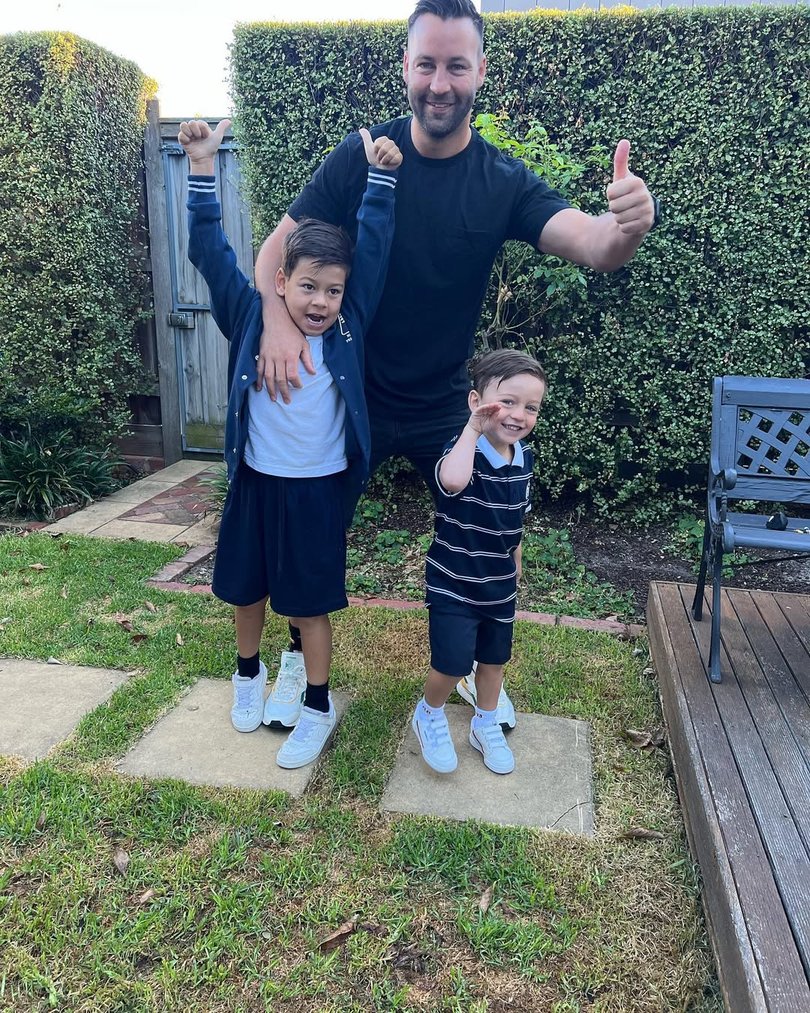 Jimmy Bartel and his sons Henley and Aston.