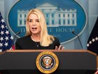 Pam Bondi, US attorney general, speaks during a news conference in the White House in Washington, DC.