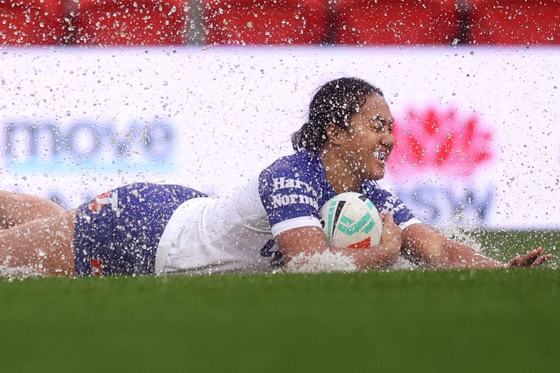 Monica Tagoai scores in the horrific conditions at Newcastle.