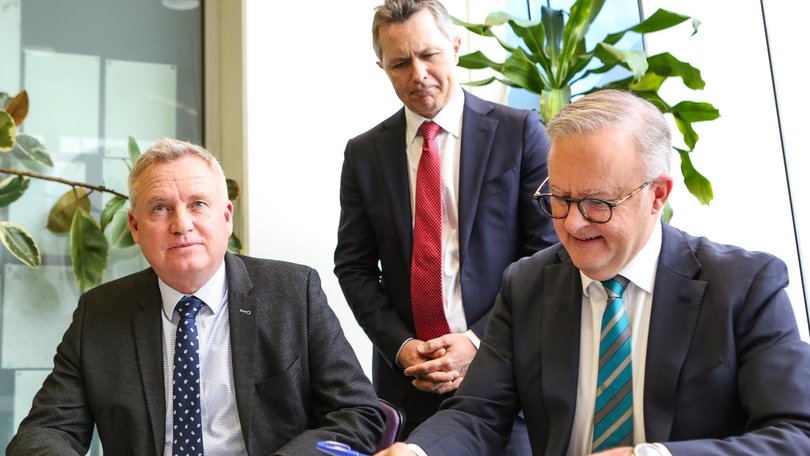 Liberal leader Jeremy Rockliff (left) has been reappointed as Premier of Tasmania. Picture: NewsWire / Patrick Gee
