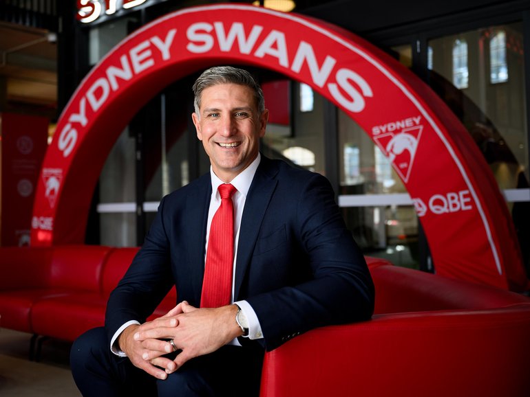 Matthew Pavlich poses for a photograph at Sydney Swans HQ in Sydney, Wednesday, August 6, 2025. AFL Hall of Fame member, Matthew Pavlich, has been appointed as Chief Executive Officer of the Sydney Swans. (AAP Image/Bianca De Marchi) NO ARCHIVING BIANCA DE MARCHI