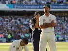 Australia's vice-captain Michael Clarke (left) and captain Ricky Ponting wait for the presentation ceremony after the 5th Test match between England and Australia at The Oval, London, 23rd August 2009. England won the match by 197 runs and took the five-match series 2-1. 