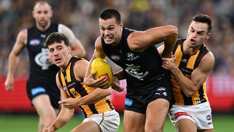 Jack Silvagni's future at Carlton continues to be a contentious discussion point around the AFL. (James Ross/AAP PHOTOS)