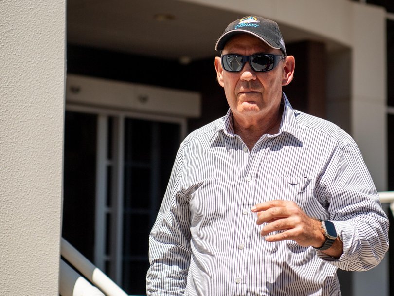 Mick Burns arriving at the Supreme Court to give evidence in the trial of Outback Wrangler Matt Wright on Thursday, August 7.