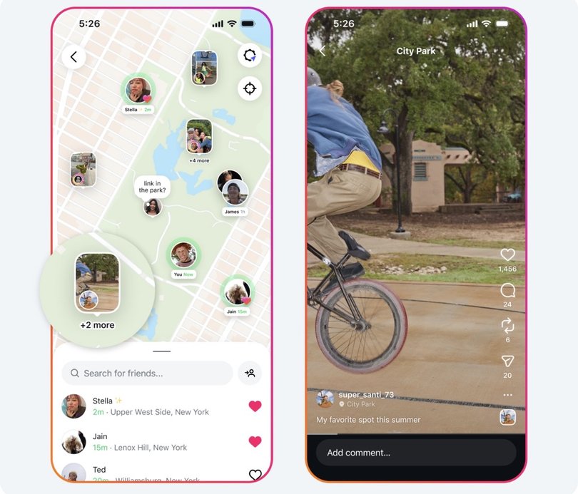 The new Maps feature lets users see what friends are nearby and view content within their area.