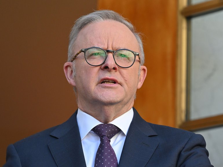Prime Minister Anthony Albanese at a press conference at Parliament House in Canberra, Monday, August 4, 2025. (AAP Image/Mick Tsikas) NO ARCHIVING