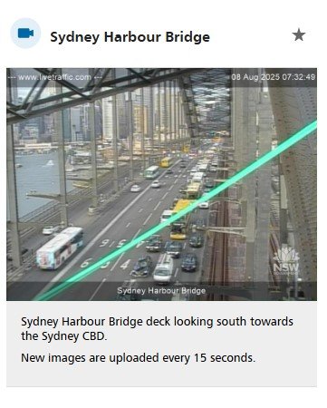 Live Traffic camera, Sydney Harbour Bridge.