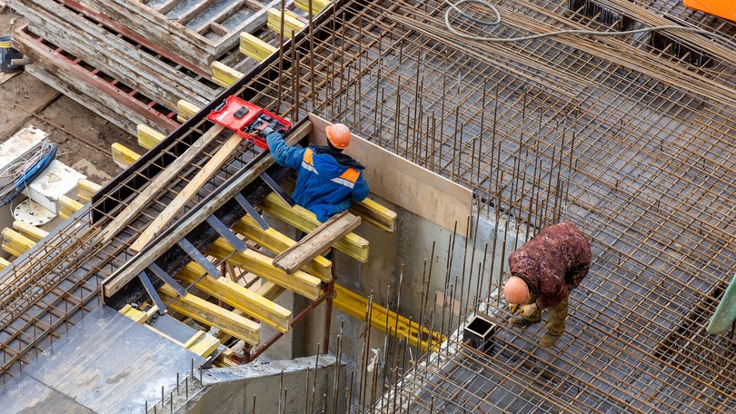 A building worker has miraculously survived after a stake pierced his chest.