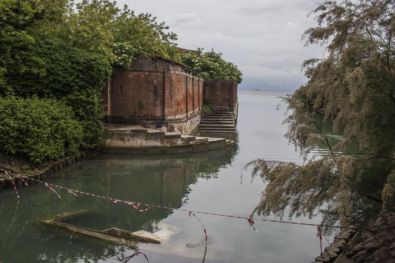 The 19th century Venetian geriatric hospital in Poveglia island in the Venice lagoon, Italy. 