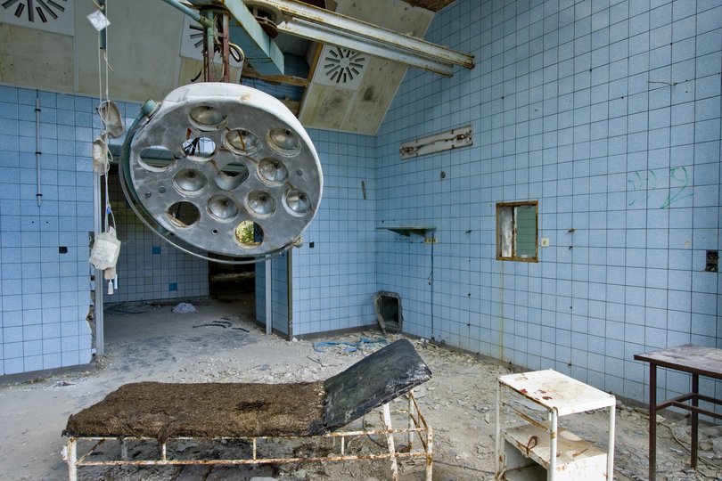 One of the rooms of the former hospital "Beelitzer Heilstaetten" which is in need of rehabilitation. 