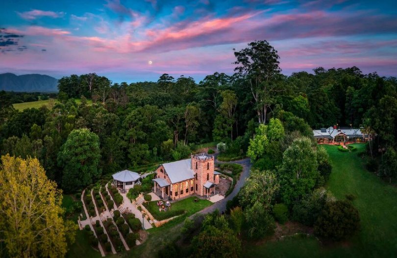 The estate includes a castle and a four-bedroom homestead.