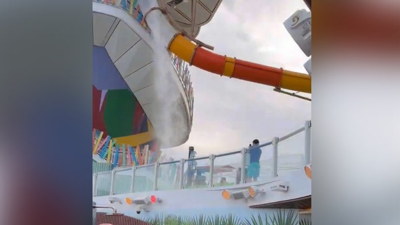 The waterslide shattered on board the world's biggest cruise ship, the Icon of the Seas.