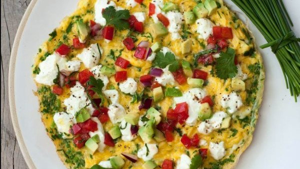 Goat’s Cheese and Herb Omelette with Guacamole Salsa