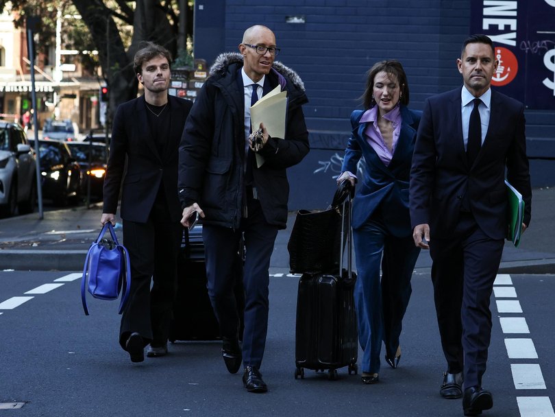 Mr Greenwich with his lawyers, Nicholas Stewart and Prue Bindon. Picture: NewsWire/ Gaye Gerard