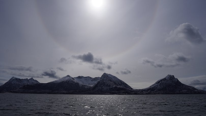 The landscapes of Helgeland, within the Arctic Circle in northern Norway, during one of his voyages in May 2022.