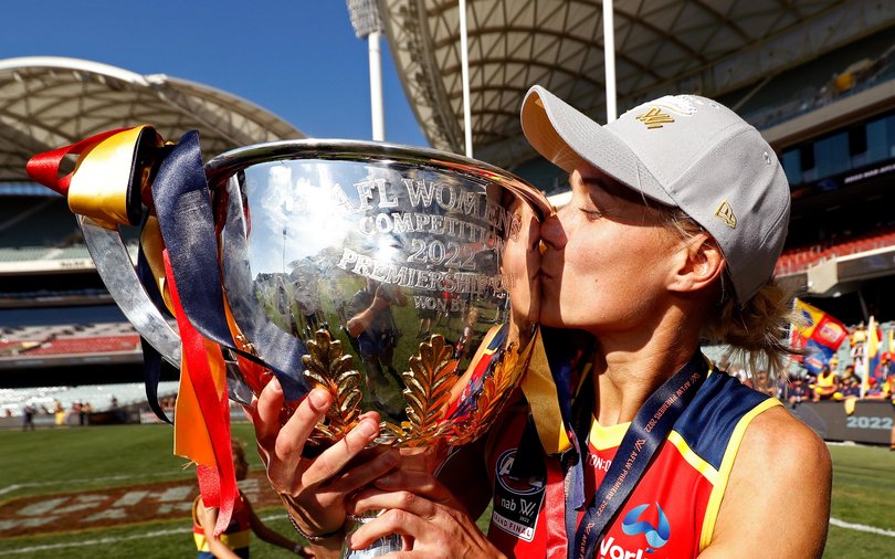 Erin Phillips after the Crows’ 2022 flag win.