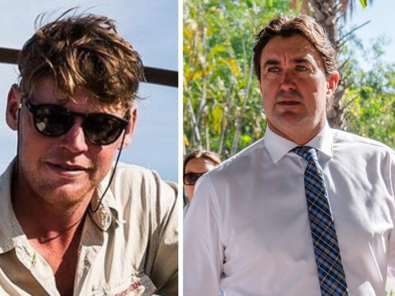 Former helicopter pilot Seb Robinson, left, and Outback Wrangler Matt Wright.