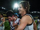 Nat Fyfe celebrates last Saturday’s win.