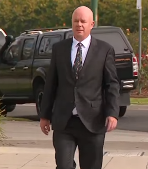 Simon Patterson attending his estranged wife’s trial to give evidence earlier this year.