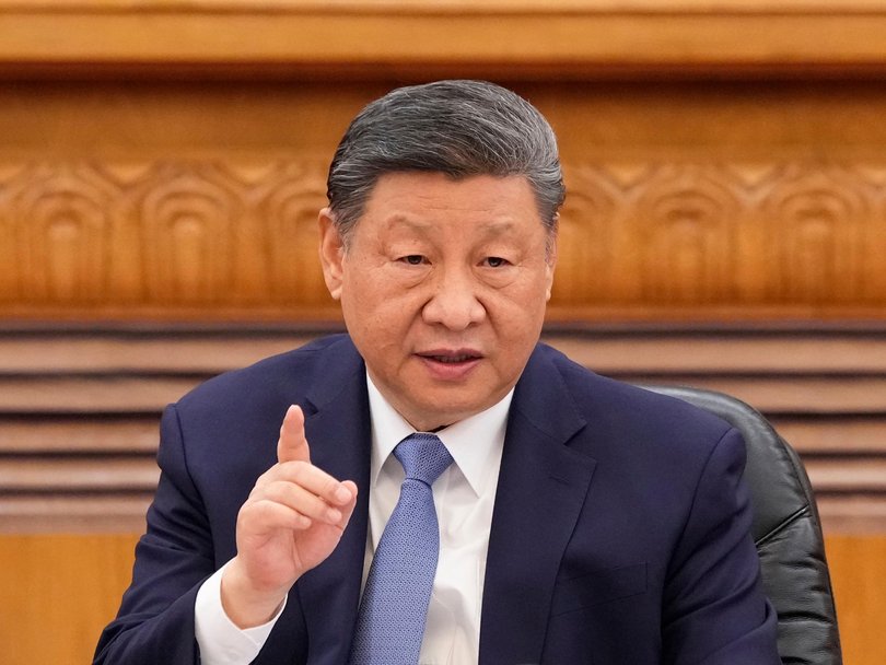 Chinese President Xi Jinping speaks during an international business meeting at The Great Hall Of The People.