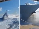 Video released by Filipino navy forces shows the Chinese Coast Guard vessel colliding with the destroyer.
