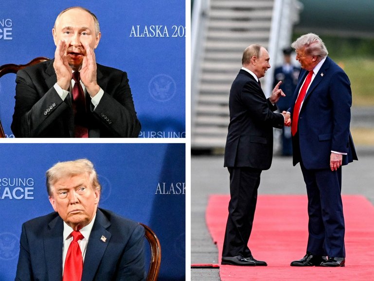US President Donald Trump and Russian President Vladimir Putin in Anchorage, Alaska.