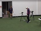 Retiring Fremantle champion Nat Fyfe warms up in the rooms before his cameo appearance against the Lions. 