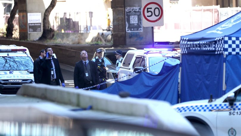 The tragedy struck the CBD on Saturday morning.
Picture: NewsWire / Damian Shaw
