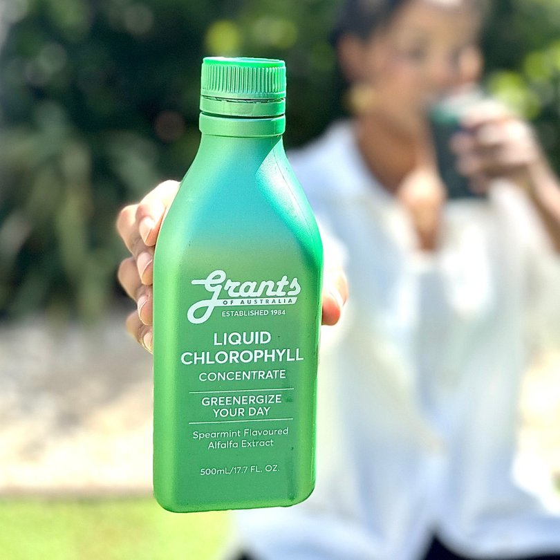Grants liquid chlorophyll contains 5.4 per cent alcohol.