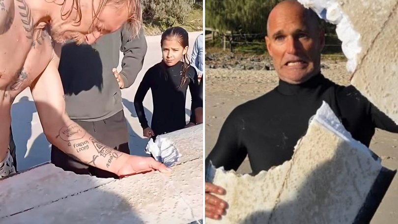 A surfer was lucky not be injured during the shark attack