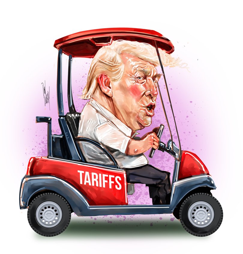 Donald Trump hits the link