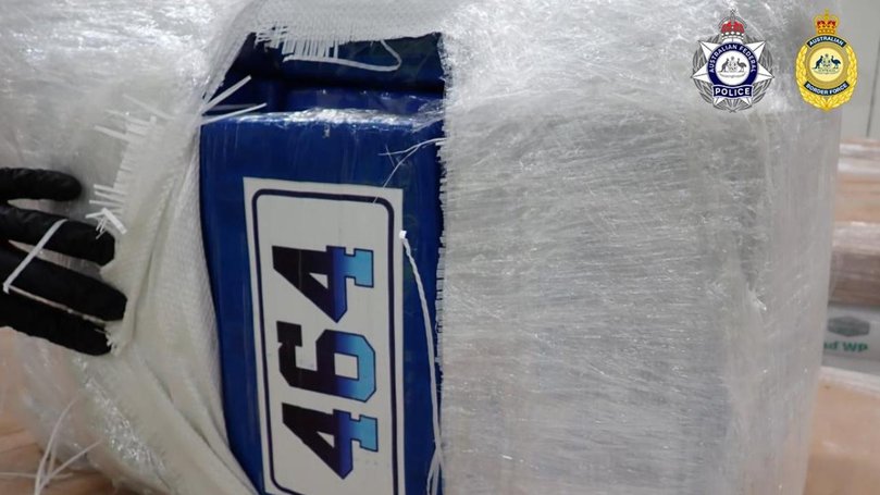 Police seize 80kg of cocaine labelled 464 at Port Botany. 